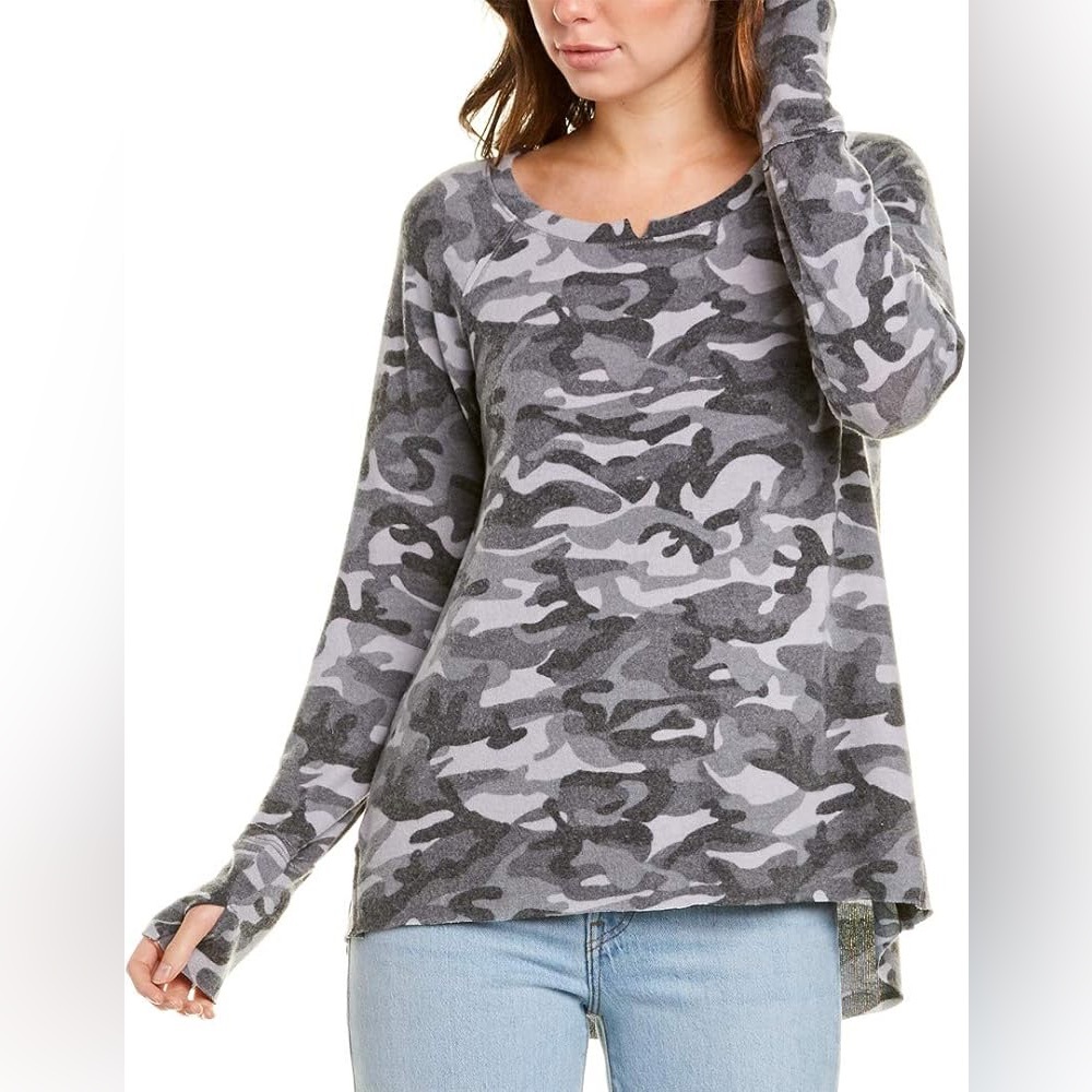 NWT Michael Stars Madison brushed camo sweater top in cinder - size XL